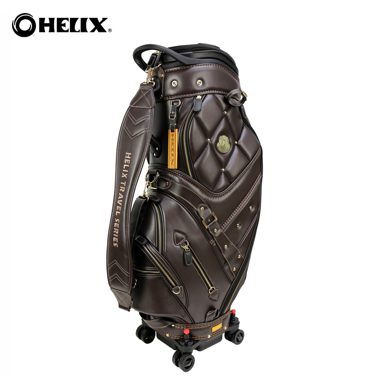 Helix-Super couro Golf Club carrinho saco com rodas e tampa retrátil