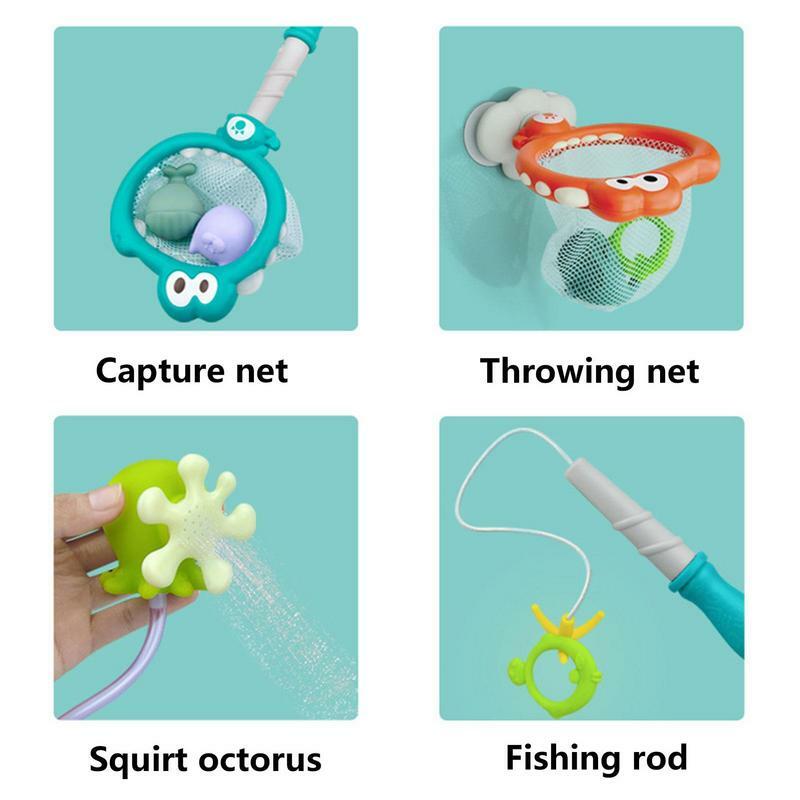 子供のための釣りの形をしたかわいい4 in 1バスおもちゃ,恐竜のネット付きの素敵なバスの必需品,海と動物,子供の日プレゼント