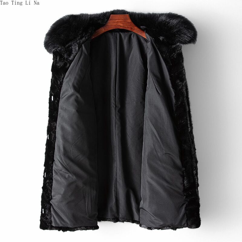 2023 Women New Winter Fox Fur Collar Genuine Mink Fur Coat H14