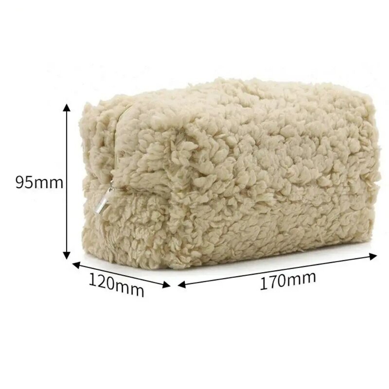 Lambs Wool Cosmetic Bag Small Plush Large Capacity Pencil Case Bags Coin Purse Household