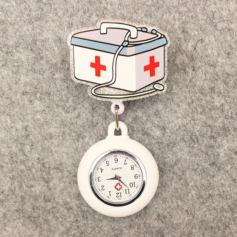 Relógio de bolso com clipe para homens e mulheres, estilo médico, retrátil, médico, enfermeira