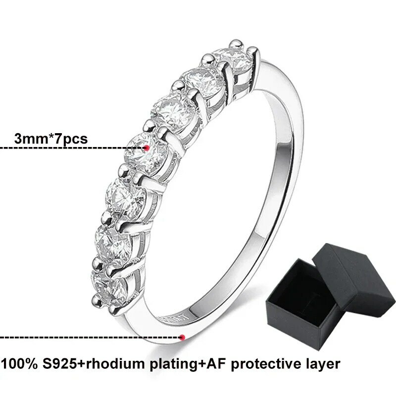 Smyoue 0.7CT 3mm Gemstone Moissanite Rings for Women S925 Silver Matching Wedding Diamonds Band Stackable Ring White Gold Gift