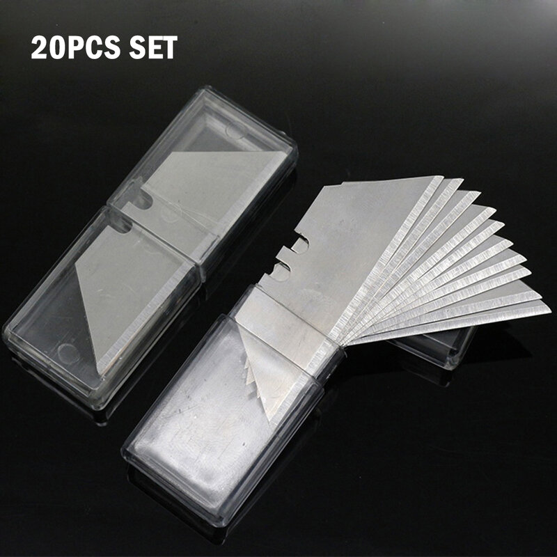 Cuchilla Trapezoidal de repuesto, herramienta de corte de acero al carbono, multiherramienta, con caja, 10/20 piezas