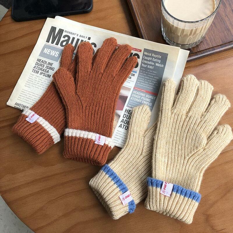 ถุงมือถักแบบแฟชั่นสำหรับผู้หญิงถุงมือถุงมือขี่จักรยานให้ความอบอุ่นในฤดูหนาวถุงมือ Y2k ฮาราจูกุหลากสี