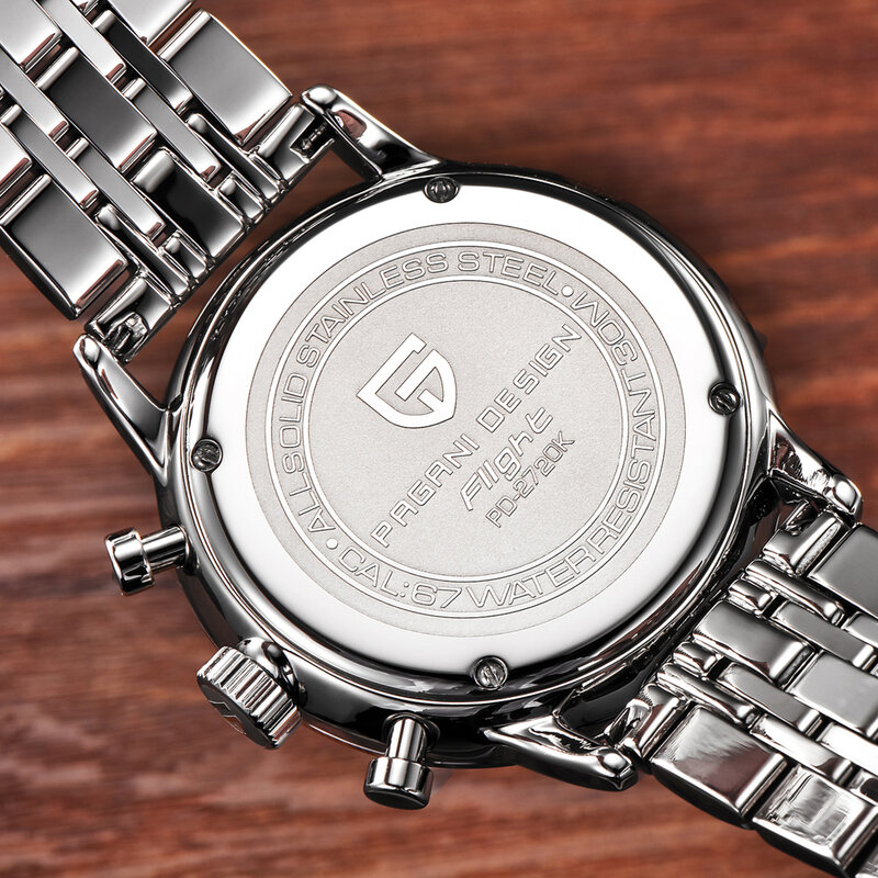 PAGANI DESIGN-Relógio de quartzo de aço inoxidável para homens, relógio cronógrafo impermeável, movimento japonês, VK67, PD2720