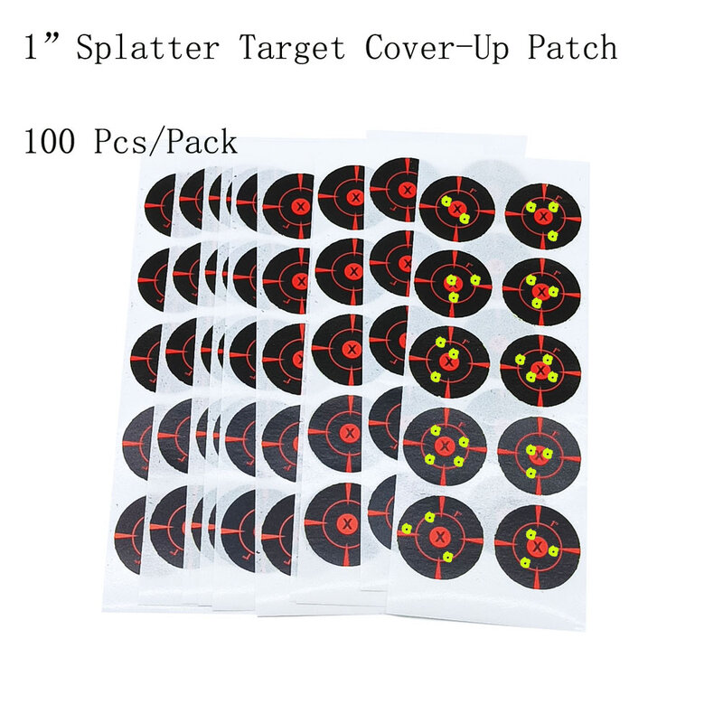 Pegatinas autoadhesivas para salpicaduras, 1 "/2,54 cm, 100 piezas (10 hojas) por paquete, salpicaduras y reactivas (Impacto de colores), objetivo (Central X)