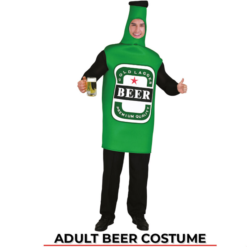 Unisex Halloween Traje Mulheres Adulto Beer Man Traje Beer Bottle Cosplay
