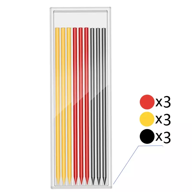 Crayon de charpentier solide, 9/18 pièces, 2.8mm, fils de tous les jours pour le calcul, crayon mécanique de travail, papeterie, fournitures scolaires et de bureau