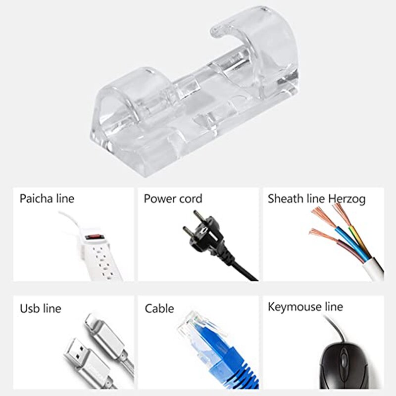 20 Pcs Cable Clips Organizer Drop Wire Holder Cord Management Self-Adhesive Cable Manager Fixed Clamp Wire Winder