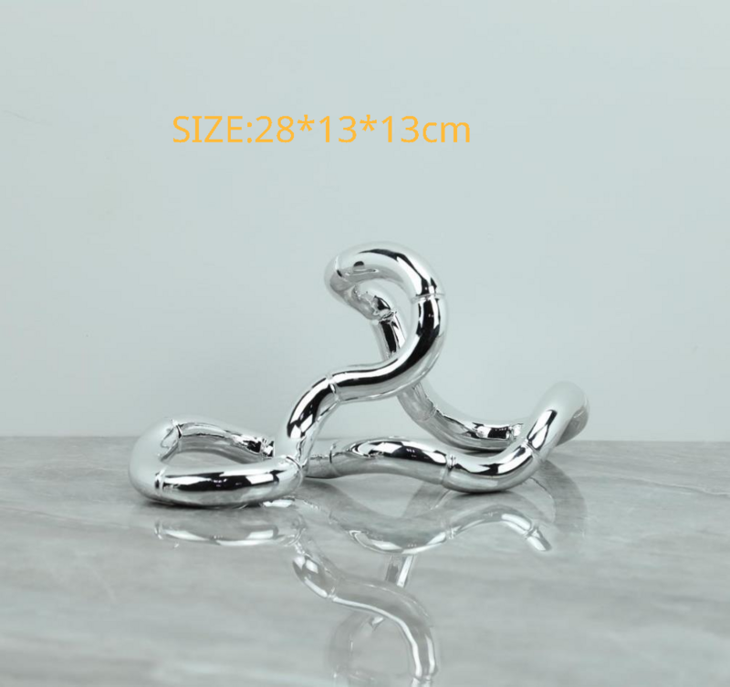 Silver Mobius Ring Modern Simple and Luxury Decoration Curved Indoor Living Room Abstract Linear Irregular Ornaments