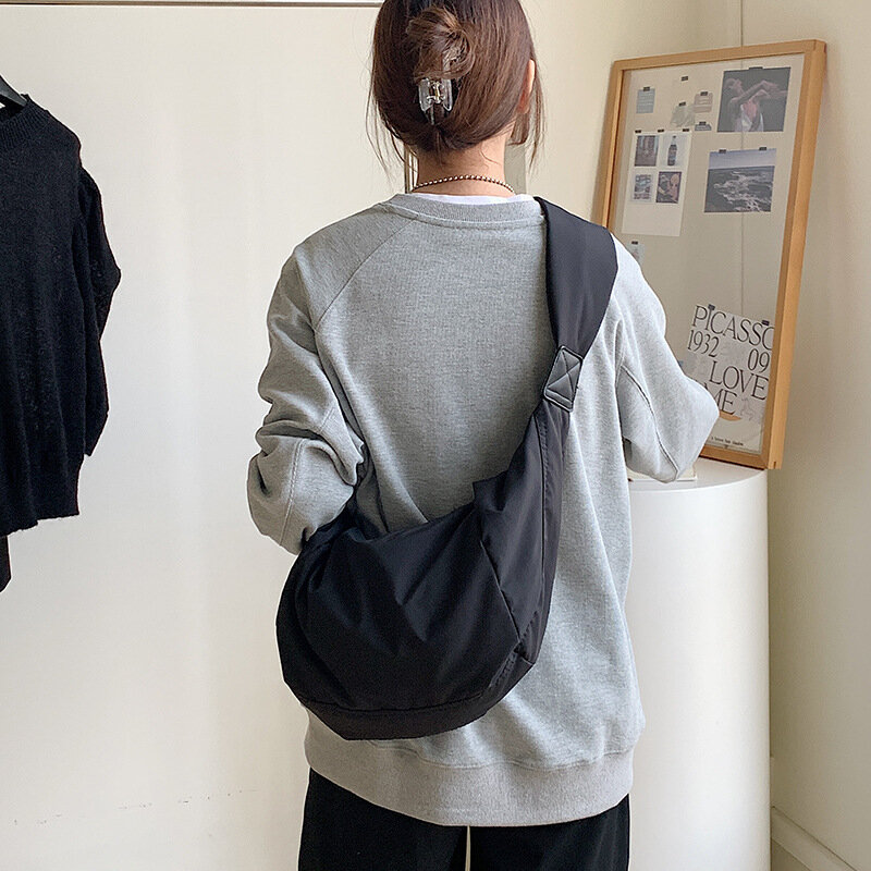 Nowa torba damska o dużej pojemności na co dzień nylonowa torba na pierogi Premium solidna kolorowa torba na ramię