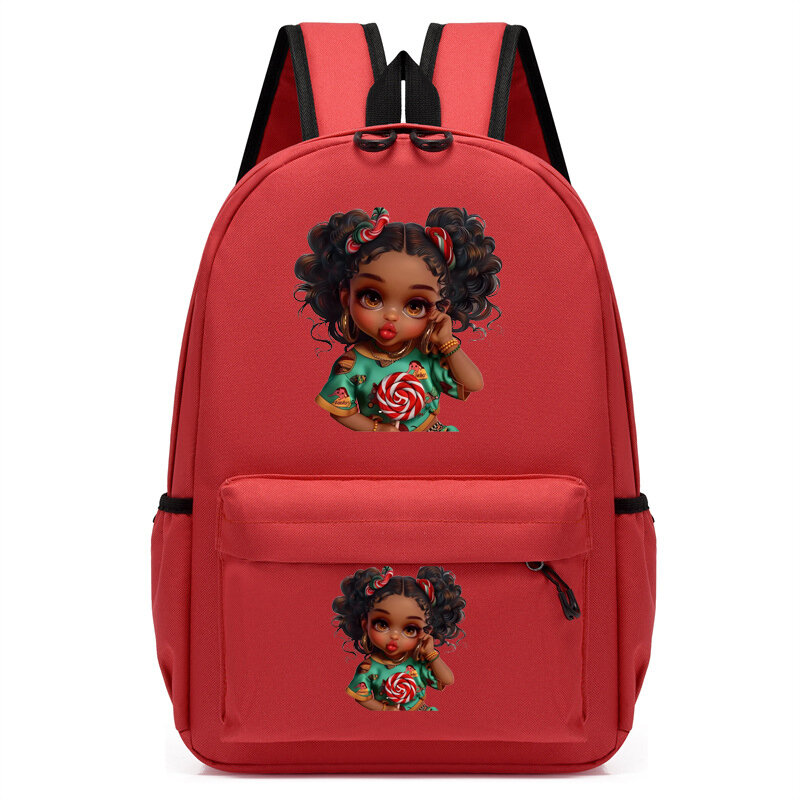 Children's Bagpack Cartoon Beautiful Afro Girl Backpack for Teenager Cute Kindergarten Schoolbag Kids Bookbag Girls Bagpack