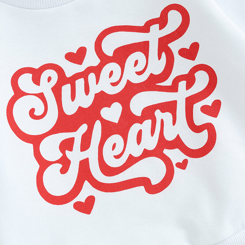 Sweatshirt e calças elásticas Sweet Heart para criança, roupas infantis, tops recém-nascidos, roupas de menino, dia dos namorados, outono, inverno