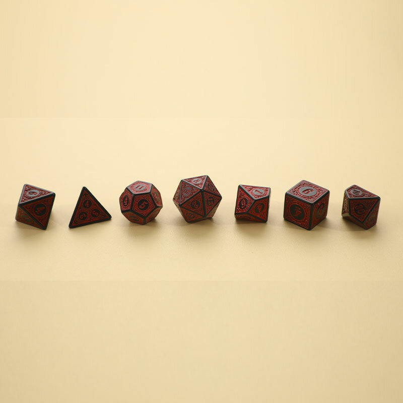 7 Buah/Set Set Dadu Pola Ukiran 7-Die Polyhedral D4 D6 D8 D10 D % D12 D20 untuk Permainan