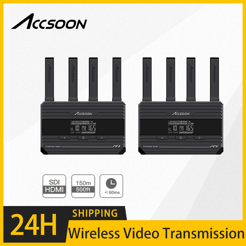 ACCSOON-Appels CineView AD Transmission vidéo sans fil, 2.4 mesurz, 5 mesurz, bande touristes HD 1080P60 SDI HDMI, entrée et sortie, fournitures de moniteur de caméra