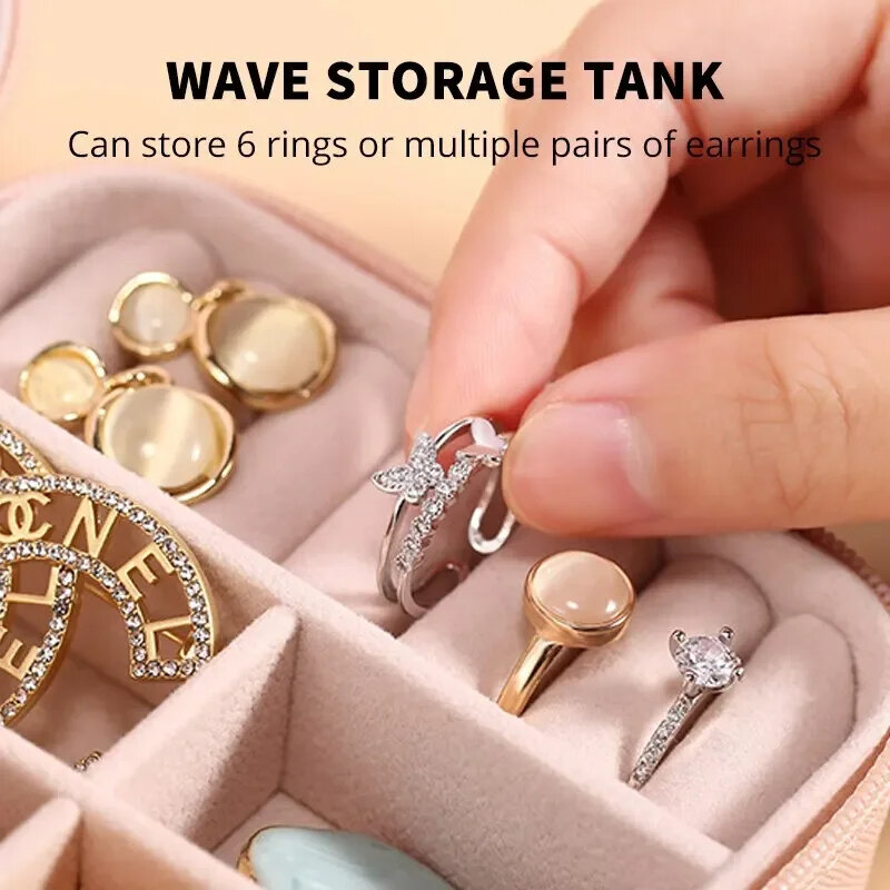 Aonez-caja de almacenamiento de joyas portátil para mujer, estuche de viaje para pendientes, collar, organizador de anillos, vitrina de cuero PU