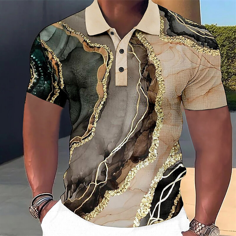 Polo coloré imprimé en 3D pour hommes, chemise respirante à manches courtes, chemisier de créateur de rue, vêtements à la mode, luxe