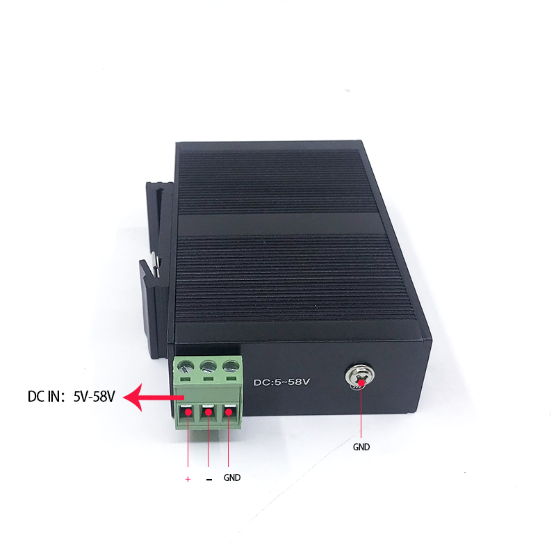 Unmanaged MINI  5port 10/100M 5V-58V 5port 100M port industrial  ethernet switch Lightning protection 4KV, anti-static 4KV