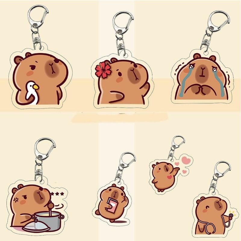 Porte-clés en acrylique Capybara, pendentif unisexe, bijoux de charme, mignon, créatif, sac, confliction, chiot, drôle