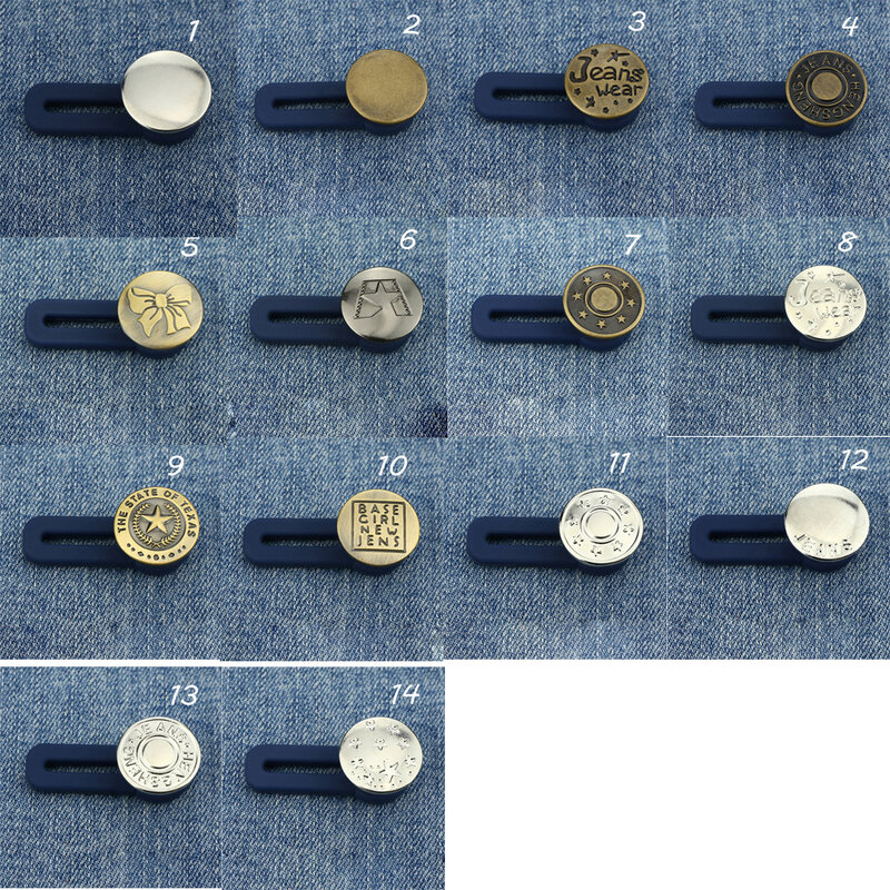 Botones de hebilla retráctiles de Metal con letras y estrellas para ropa, botones extendidos para pantalones vaqueros, aumento de cintura, 1 unidad