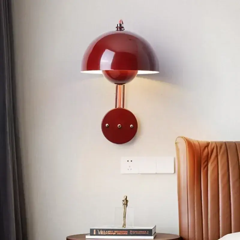 Современная настенная лампа в виде капсулы, красная прикроватная лампа с сеткой для макарон, простая плоская лампа для спальни, зала, детской комнаты, кабинета, комнатные Настенные светильники для дома