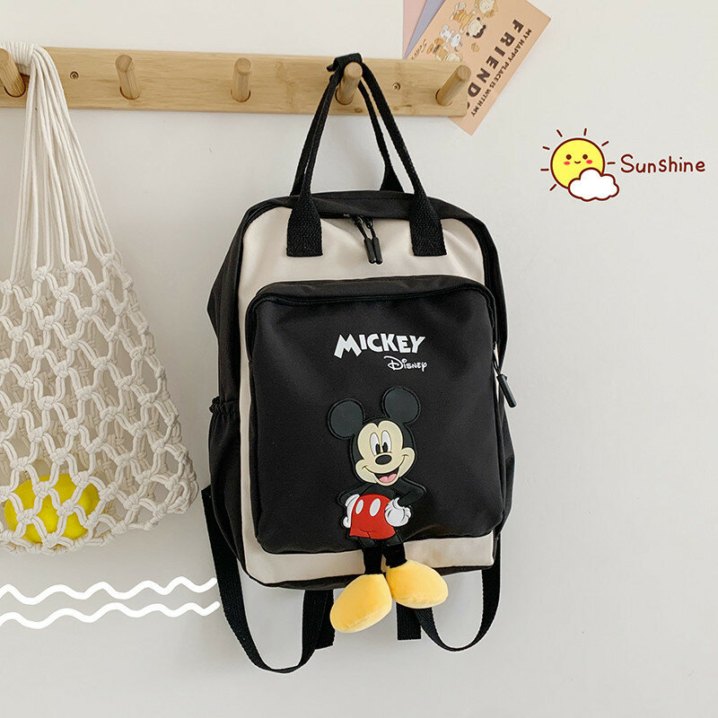 Disney-mochila con estampado de Mickey para estudiantes, morral escolar para estudiantes de secundaria, morral encantador para adolescentes y niñas