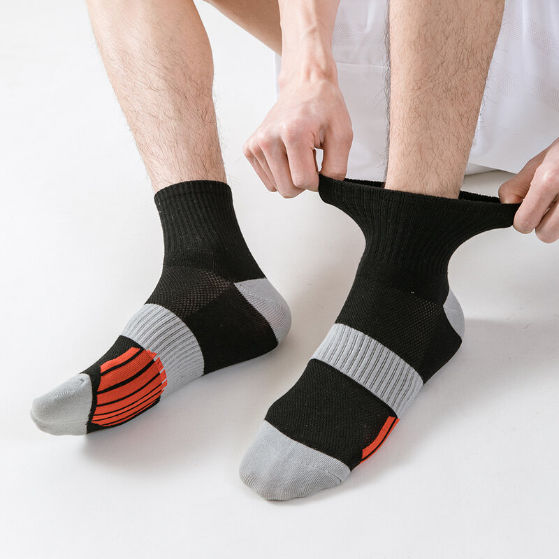 Meias de tornozelo masculinas com almofada, meias atléticas, respirável, conforto, esportes, novo, lote de 5 pares, 2024