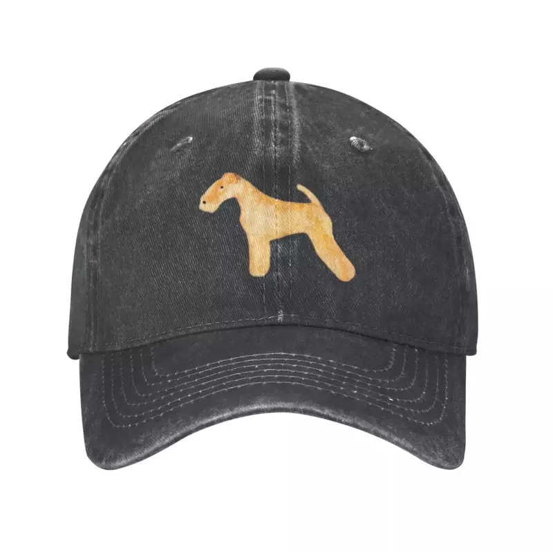 Watercolor Lakeland Terrier Silhouette Wheaten color Cowboy Hat Uv Protection Solar Hat Hat Man For The Sun Mens Women's