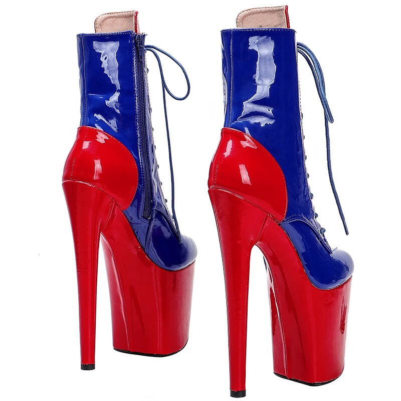 Женские ботильоны из искусственной кожи Auman Ale, экзотические ботинки на высоком каблуке 20 см/8 дюймов, ботинки с круглым носком для танцев на шесте, 162