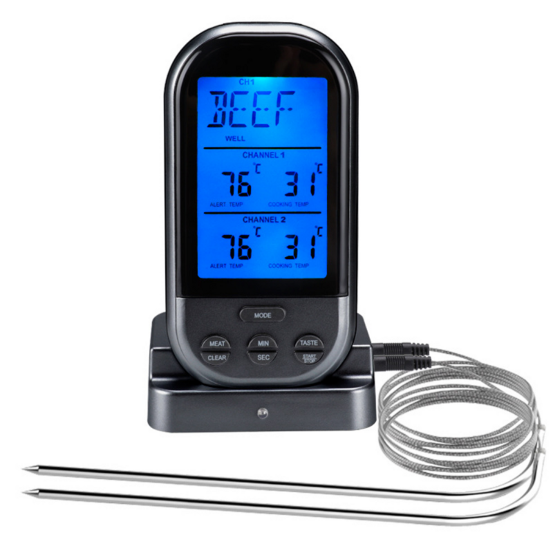 Беспроводной термометр для мяса, кухонный двойной пищевой термометр для мяса, барбекю, высокая точность и многофункциональность
