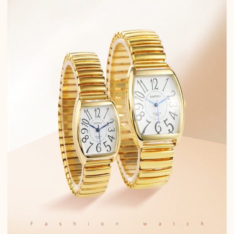 Relógios de pulso de quartzo simples com mostrador grande para casal, Alloy Watches, Stainless Steel Strap Clock, Relógio Feminino, Luxo