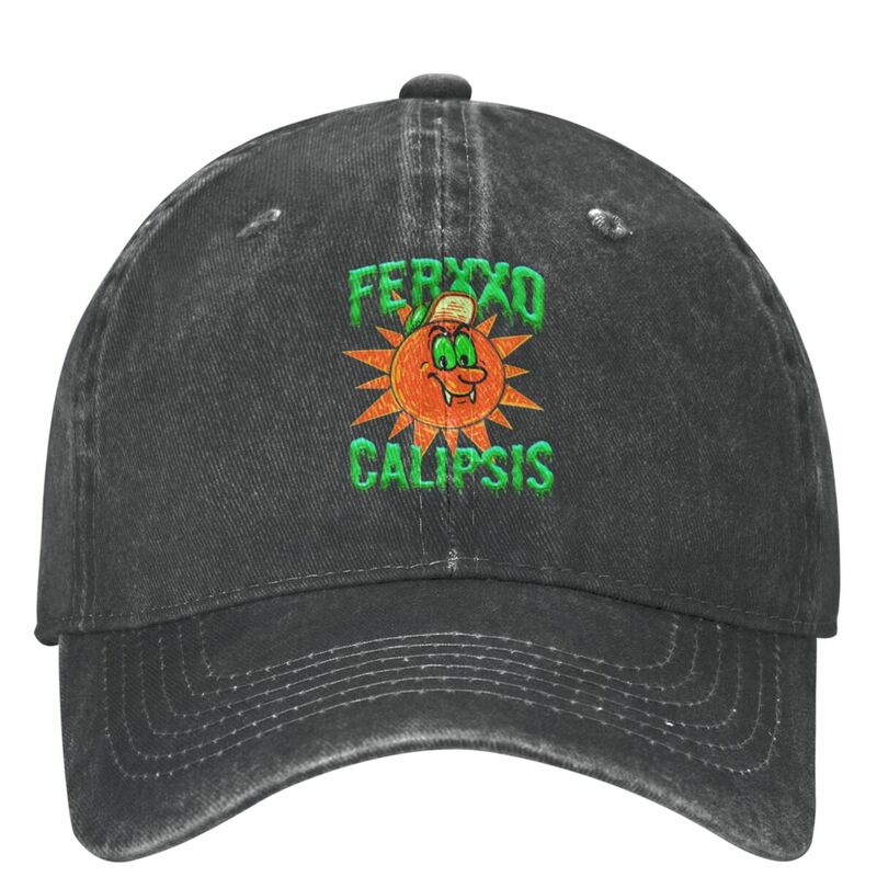 ツアー用調節可能な野球帽、レトロなディストレストデニムヘッドウェア、ディストレストヘッドウェア、ユニセックス、feid Fivid Fuxo calipsis、2024