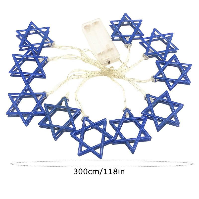 Hanukkah หลอดไฟประดับแบบสายดาว Hanukkah ไฟ LED ตกแต่งนำมาใช้ใหม่ได้ดาว Hanukkah หลอดไฟประดับแบบสาย LED สำหรับ nightstand หน้าต่างโต๊ะ