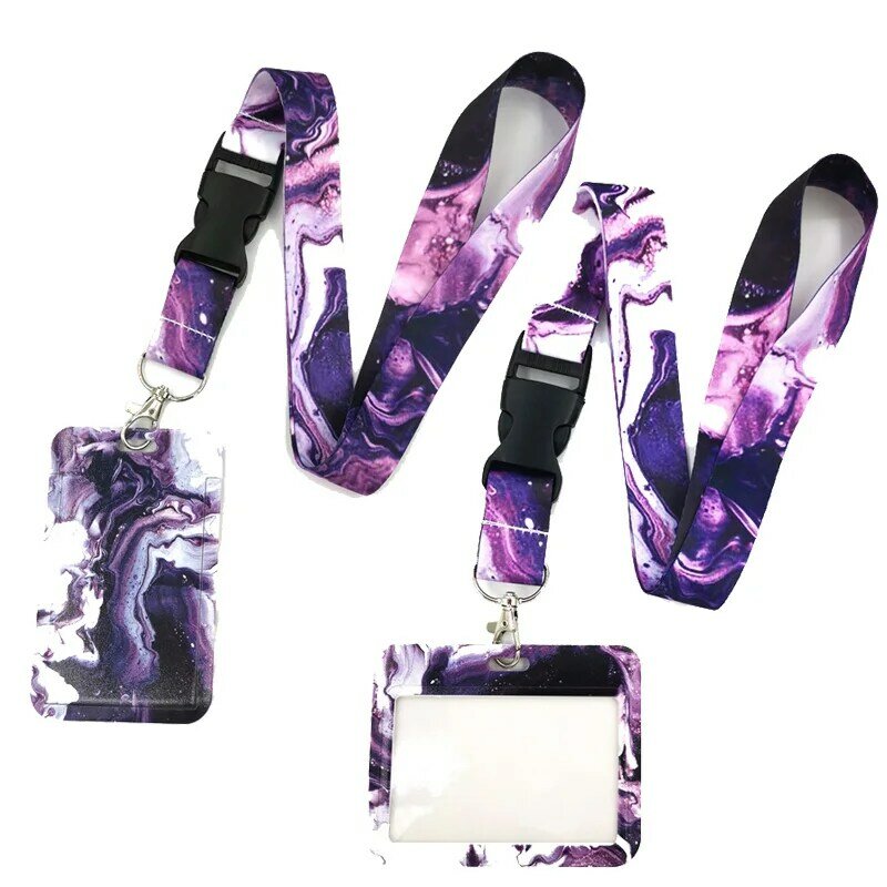 Purple Cool Waves Marble pattern Neck Strap Lanyard for keys lanyard card ID Holder Key Chain for Gifts Card Holder Accessories