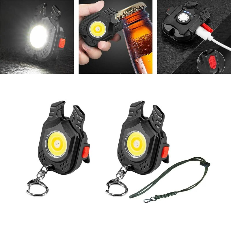 Wiederauf ladbarer Schlüssel bund für kleine Cob-Taschenlampen mit klappbarer Halterung