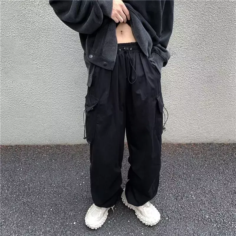 Casualowe spodnie męskie oversize workowaty spodnie z szerokimi nogawkami elastyczna talia hiphopowy sweter joggersów modna męskie spodnie Harajuku