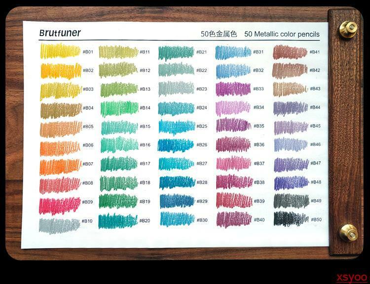 Brutfuner-Juego de lápices de colores metalizados y macarrones para dibujar, lápices de madera suave para artistas, bocetos, suministros de arte para colorear, 50 piezas