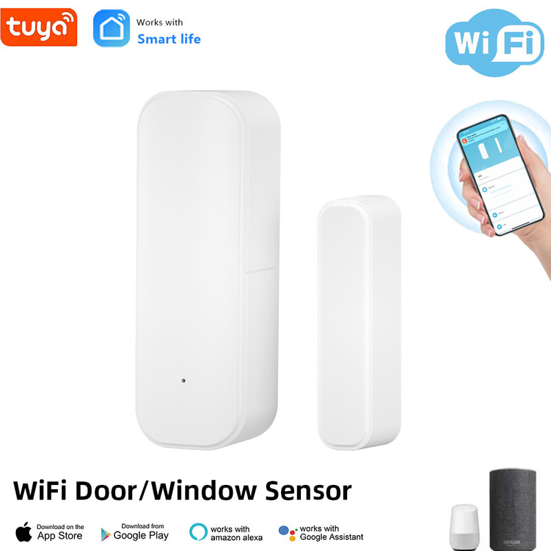 Tuya Sensor pintu, Wifi masuk jendela Sensor keamanan pencuri Sensor Alarm pintu kehidupan pintar Sensor pintu magnetik Alexa Google rumah