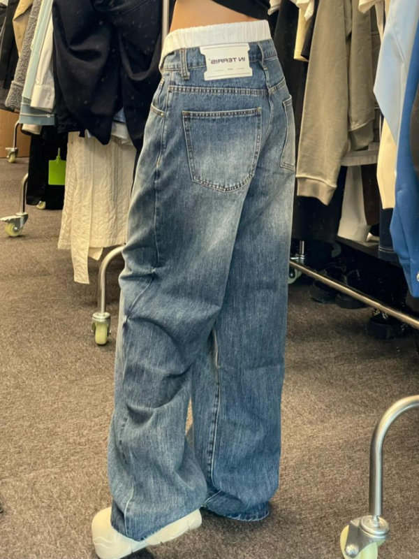Fashion Y2k High Waist Casual Wide Leg Jeans Women Vintage Streetwear Baggy Denim Trousers Oversized Female Chic mom jeans