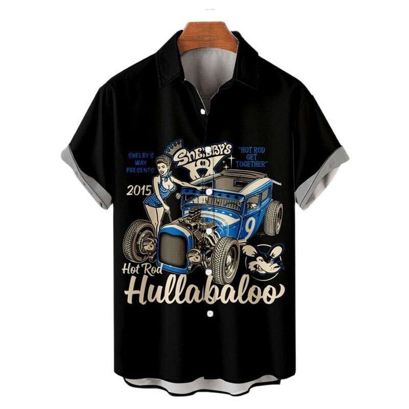 Vintage Rockabilly Bluse 3d gedruckt Hemden Männer Frauen Hawaii Hemd Männer lässig Berufung Revers Shirt Sommer Strand Kurzarm