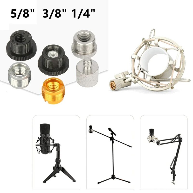Adaptador de tornillo de conversión de soporte de micrófono, accesorios para trípode, adaptador de rosca de micrófono, macho 5/8 a 3/8, 1/4
