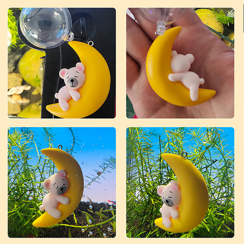 Underwater Ornament Colorful Cute Moon Animal Floating Decoration Landscape Accessories