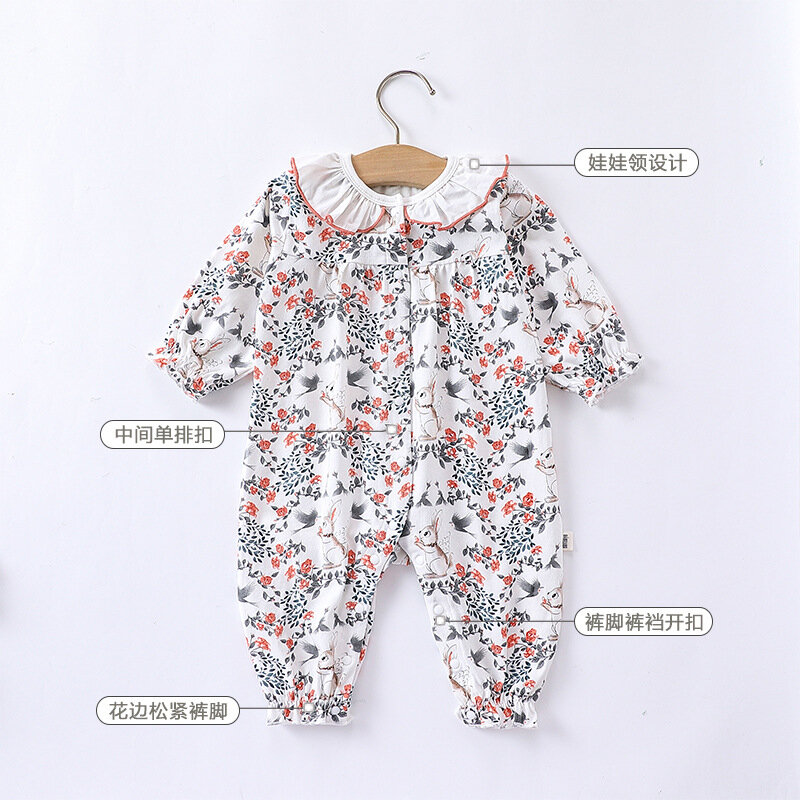 Jenny&Dave  Baby jumpsuit in autumn, made of cotton, for both men and women. First born baby, long sleeved jumpsuit, climbing su