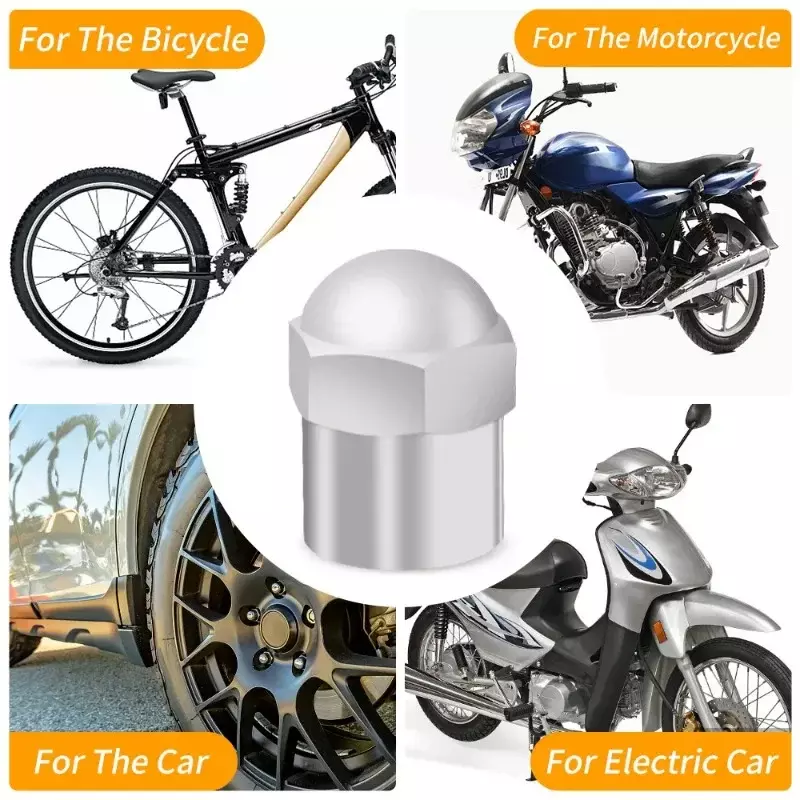Universial Car Tire Valve Caps Round Head Chrome Plating Dust Proof Covers Auto Car Motorcycles Bike Tyre Styling Valve Cap Tool