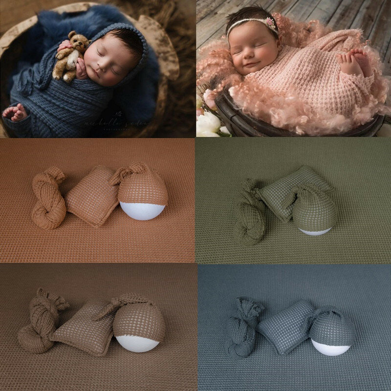 Puntelli per fotografia neonato coperta per bambini cuscino per cappello lavorato a maglia tessuti avvolgenti ad alta elasticità accessori per la fotografia Bebe