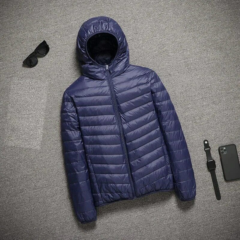 남성용 후드 초경량 퀼트 코트, 따뜻한 겨울 다운 코트, 가벼운 퍼퍼, 경량 다운 재킷, 용수철 CN, 2024 신상