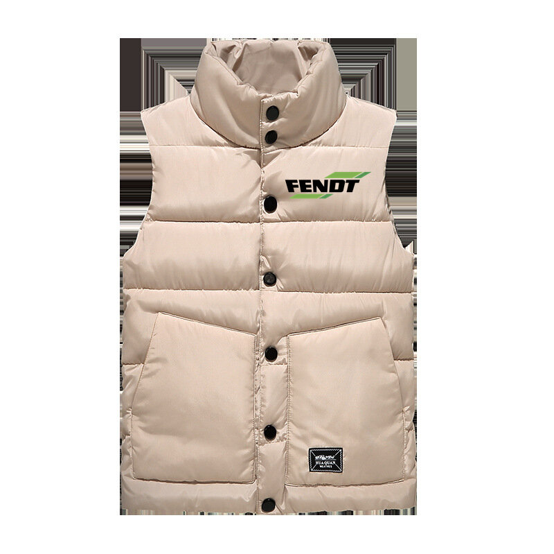 2021 Autumn Winter New FENDT Print Custom Made Solid Color Men Down Jacket Vest  Pocket Cotton Warm Casual Man Down Jackets Vest