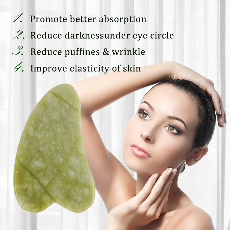 Pietra naturale GuaSha Jade Facial Beauty raschiando strumenti di massaggio cura della pelle ferma viso Gua Sha SPA terapia fisica Gue Che Roller
