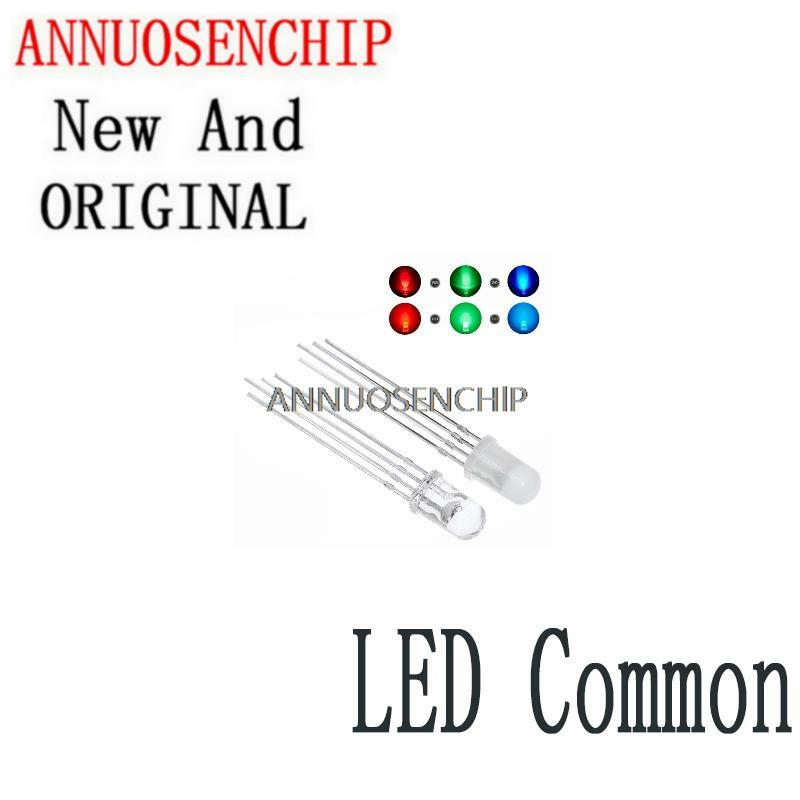 10 pces novo e original 5mm cátodo comum ânodo tri-color emitindo diodos f5 rgb difundido destaque transparente para led comum