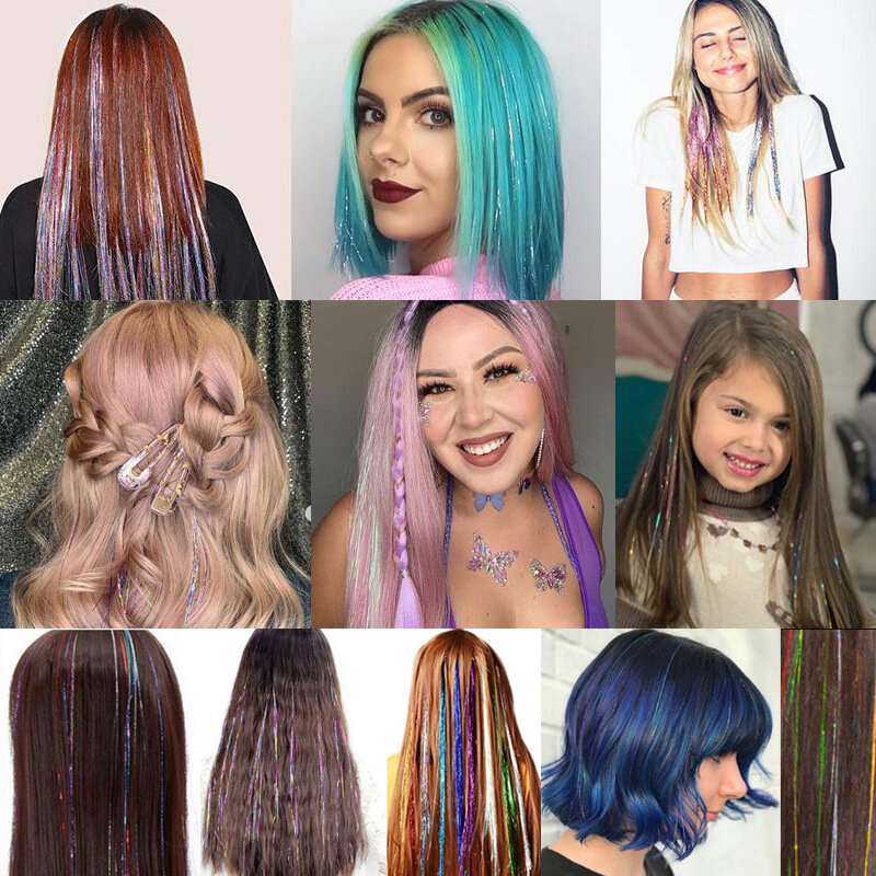 Блестящие блестящие разноцветные женские аксессуары для плетения волос